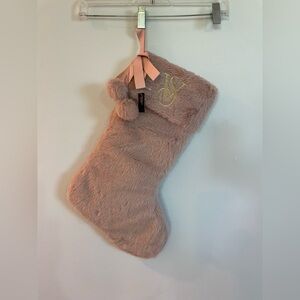 Victoria’s Secret Mauve Pink Faux Fur Christmas Stocking NWT